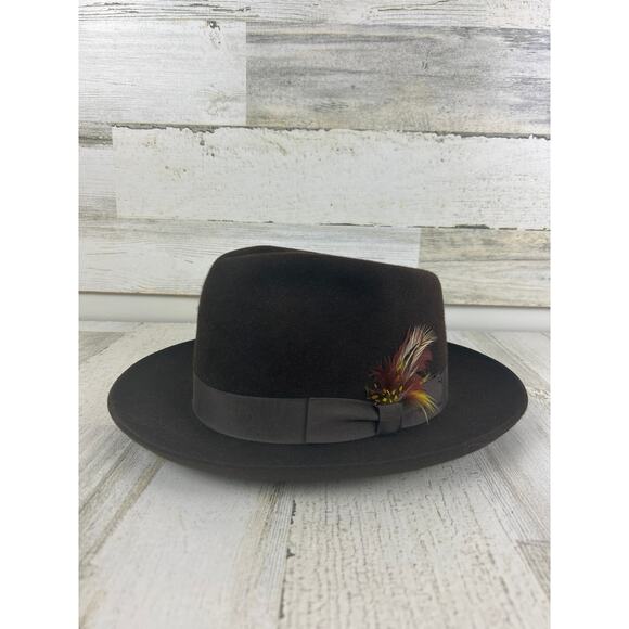 Biltmore Golden Pheasant Velour Mens 6 7/8 Terra Brown Felt Fedora - Picture 1 of 10